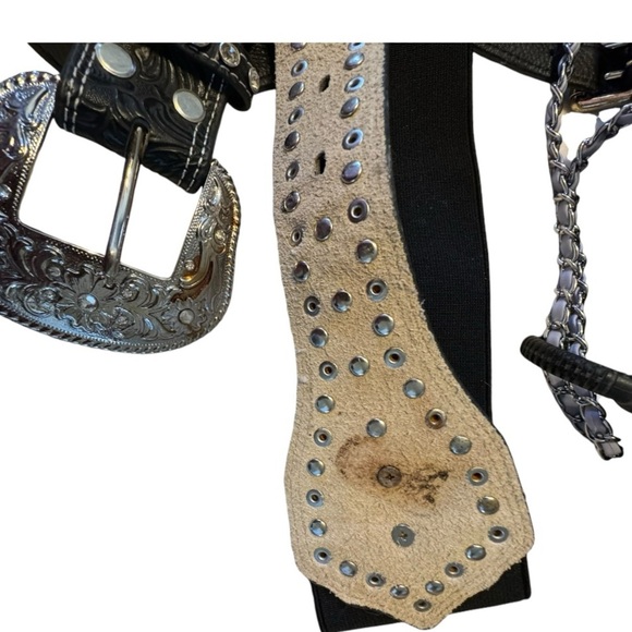 Vintage Leather & Elastic‎ Embellished Belt main image 4